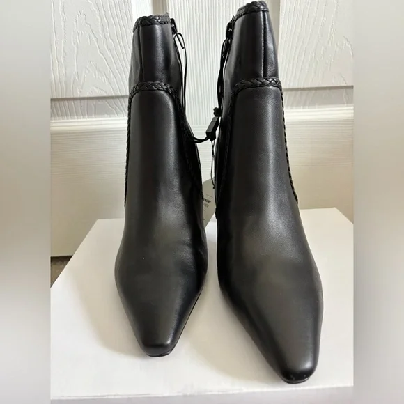 Express Genuine Leather Black Heeled Boots. Side Zipper. NEW - Picture 6 of 7